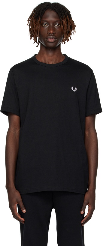 Photo: Fred Perry Black Ringer T-Shirt