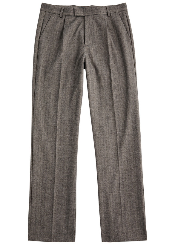 Photo: Percival Herringbone Straight-leg Trousers Grey