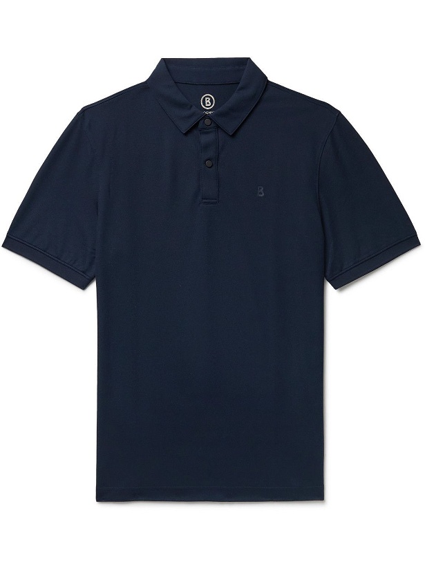 Photo: Bogner - Timo Logo-Print Cotton-Blend Piqué Golf Polo Shirt - Blue