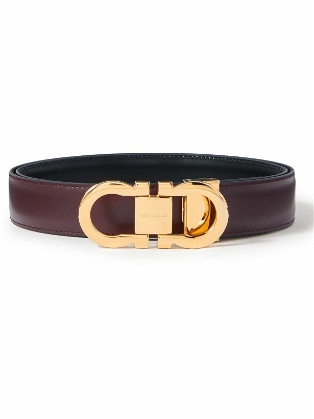 Photo: FERRAGAMO - 3cm Gancini Reversible Leather Belt - Brown