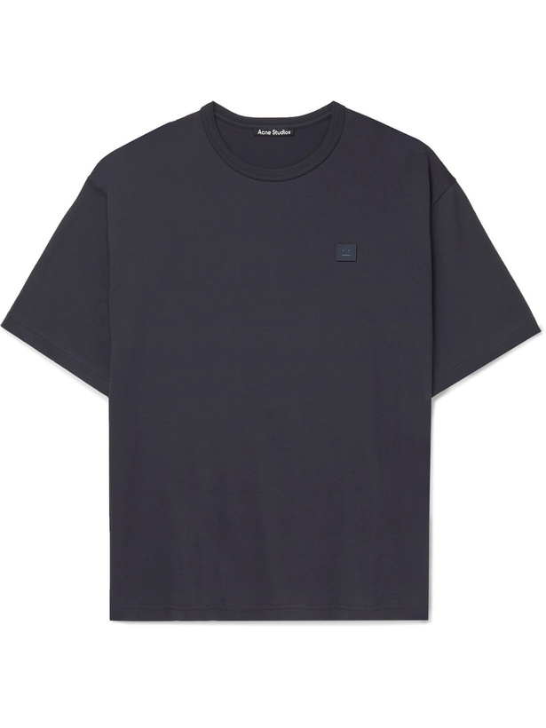 Photo: ACNE STUDIOS - Exford Oversized Logo-Appliquéd Cotton-Jersey T-Shirt - Blue