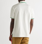 Gucci - Contrast-Tipped Logo-Embroidered Cotton Polo Shirt - Neutrals