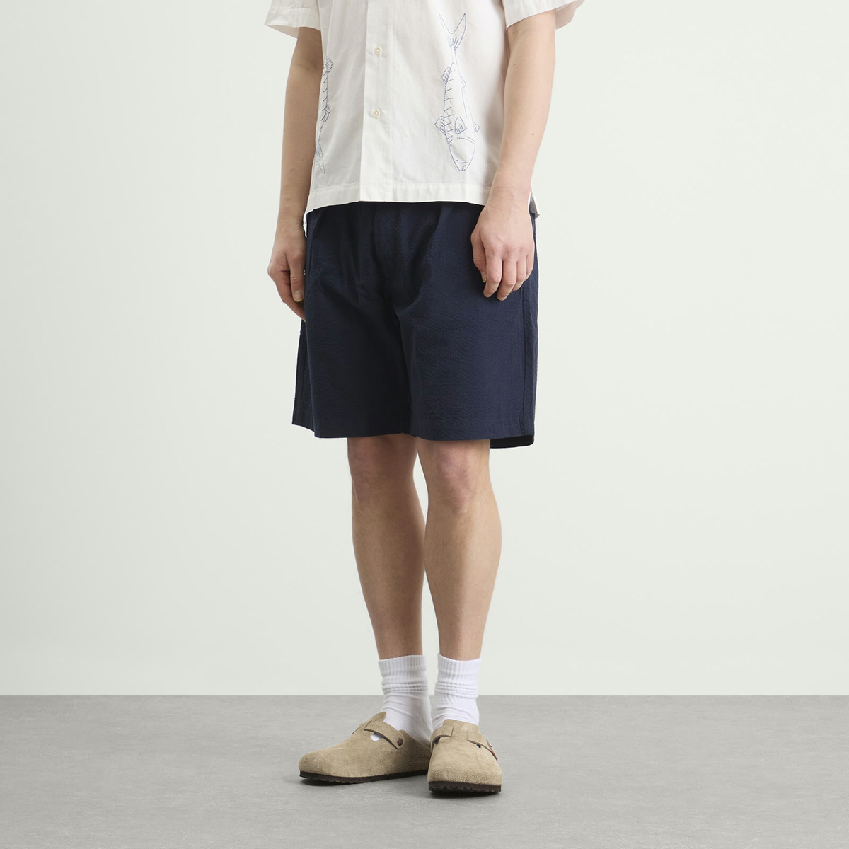 Service Works Men's Seersucker Part Timer Shorts in Dark Navy