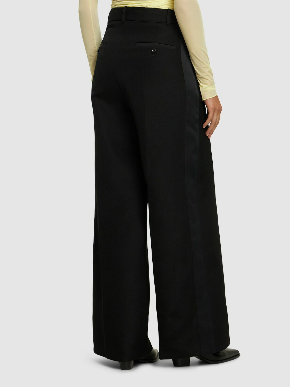 SACAI Double-faced Silk & Cotton Wide Pants Sacai