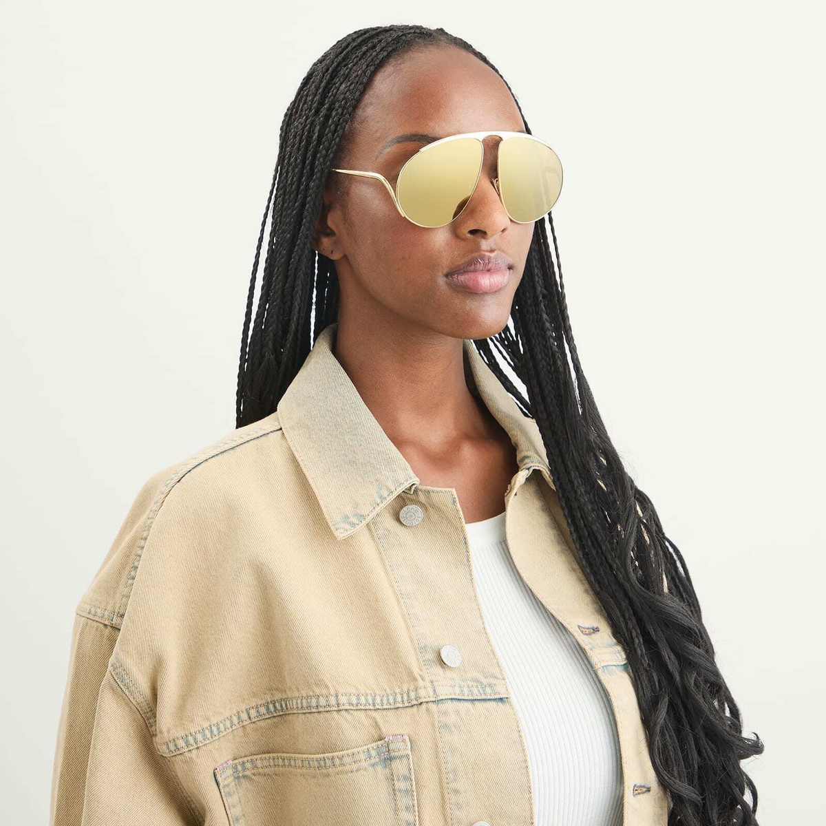 Loewe Eyewear Signature Pilot Sunglasses in Gold 