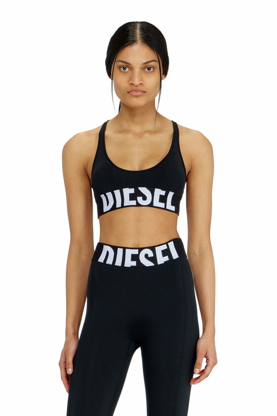 Photo: Diesel Microfibre sports bra with cut-off logo - Bras Womens in Black