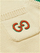 GUCCI - Embroidered Cotton-Jacquard Sweater Vest - Neutrals