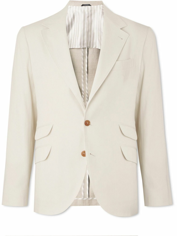 Photo: Brunello Cucinelli - Herringbone Twill Blazer - Neutrals