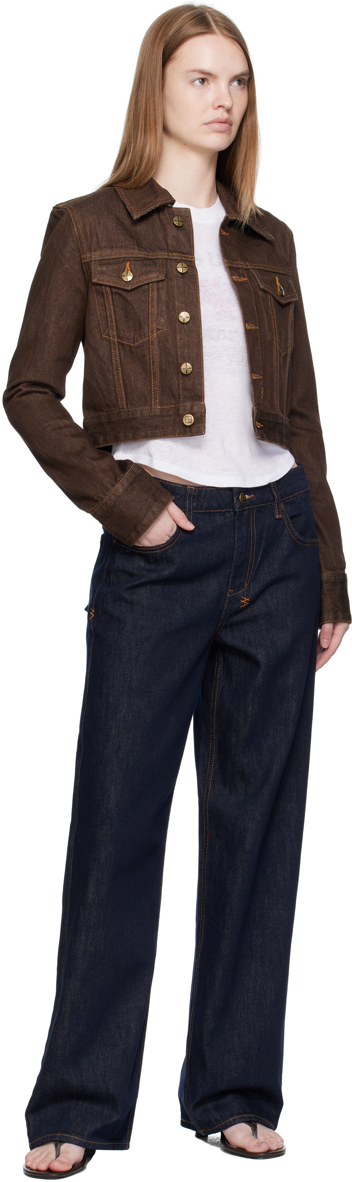 Ksubi Brown Slim Denim Trucker Jacket