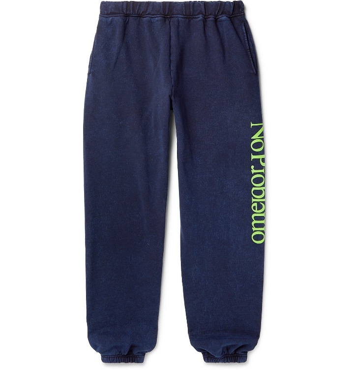 Photo: Aries - No Problemo Tapered Acid-Washed Fleece-Back Cotton-Jersey Sweatpants - Blue