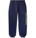 Aries - No Problemo Tapered Acid-Washed Fleece-Back Cotton-Jersey Sweatpants - Blue