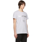 Balmain Grey and Silver Logo T-Shirt