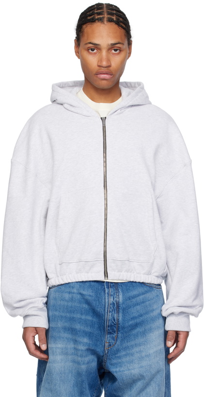 Photo: B1ARCHIVE Gray Zip Up Elastic Waist Hoodie