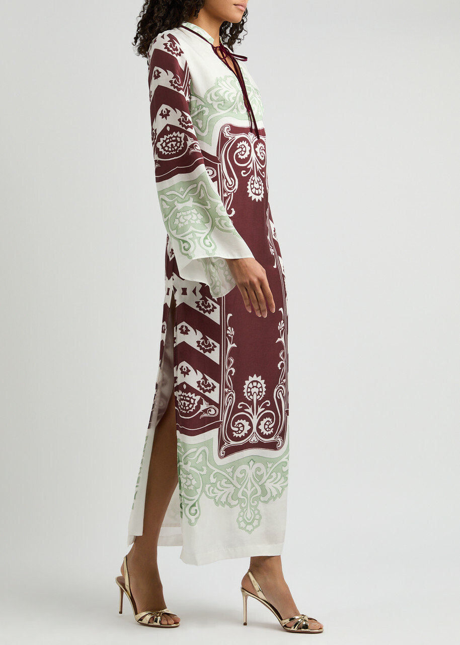 Lug Von Siga Lilah Printed Satin Maxi Dress Red