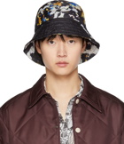 Dries Van Noten Black Printed Bucket Hat