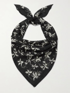 SAINT LAURENT - Floral-Print Wool Scarf - Black