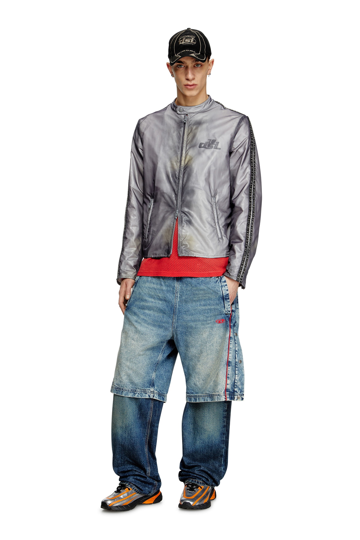 Diesel Biker jacket with transparent effect - Jackets Mens in To Be Defined