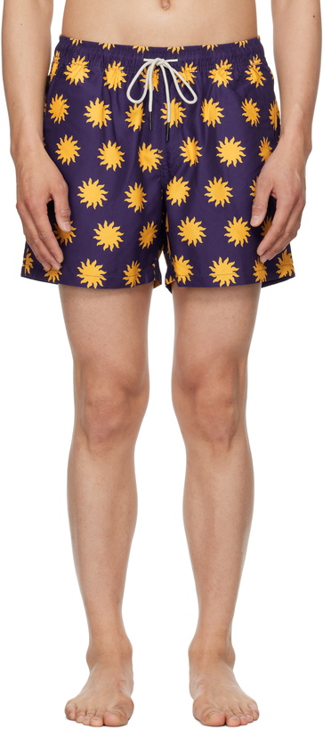 Photo: OAS Navy & Yellow Sunday Sun Swim Shorts