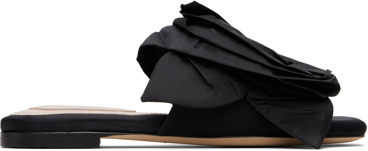 Simone Rocha Black Pressed Rosette Slides