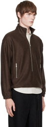 Song for the Mute Brown Brushed Wool Long Zip Pullover Sweatshirt