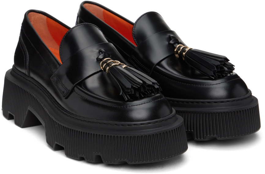Santoni Black Tassel Loafers