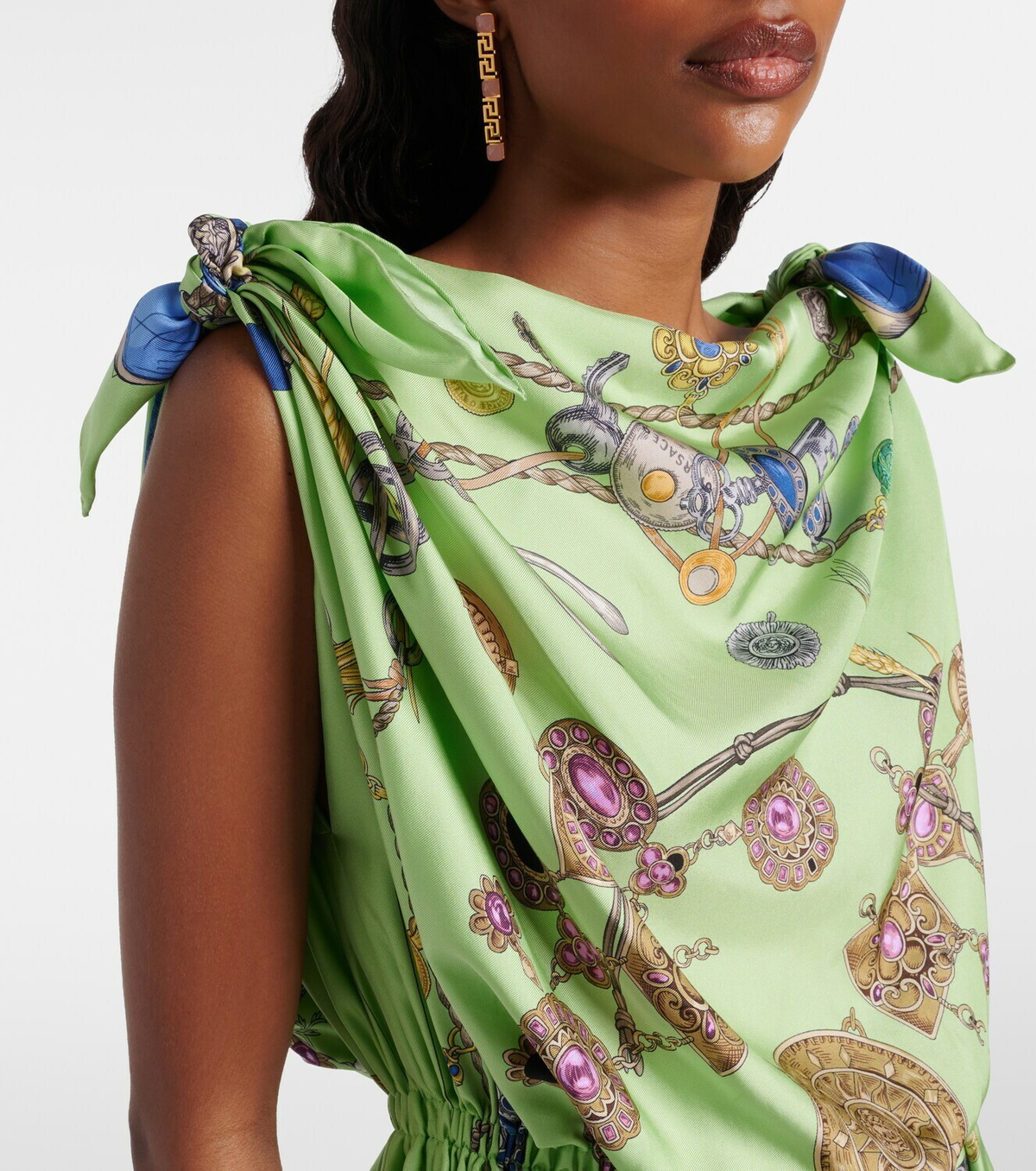 Versace Printed silk twill minidress