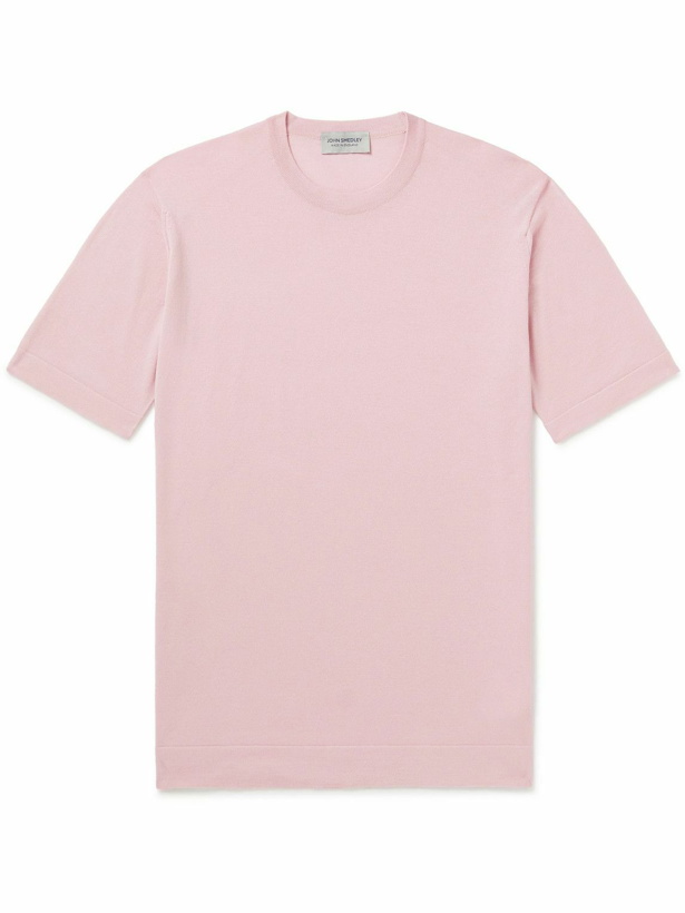 Photo: John Smedley - Lorca Slim-Fit Sea Island Cotton T-Shirt - Pink