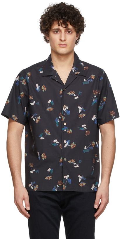 Photo: PS by Paul Smith Black Painted Floral Short Sleeve Shirt