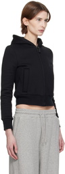 Fax Copy Express Black Tight Cropped Fleece-Lined Hoodie