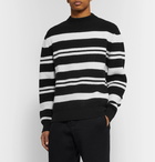 Mr P. - Striped Waffle-Knit Virgin Wool Sweater - Black