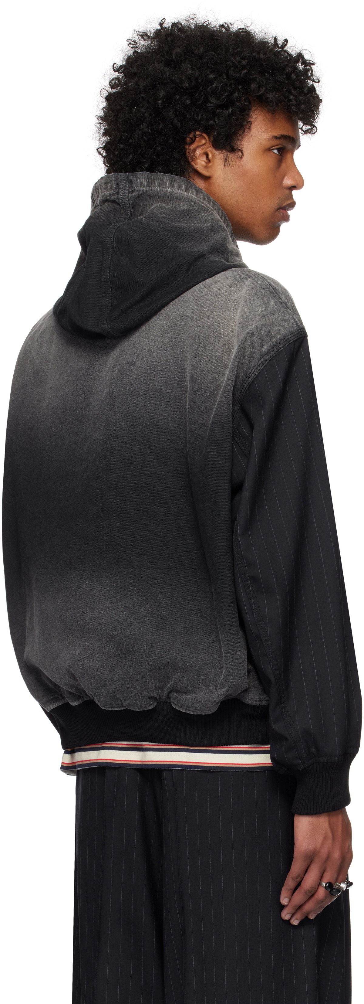 Khoki Black Vintage-Effect Work Jacket