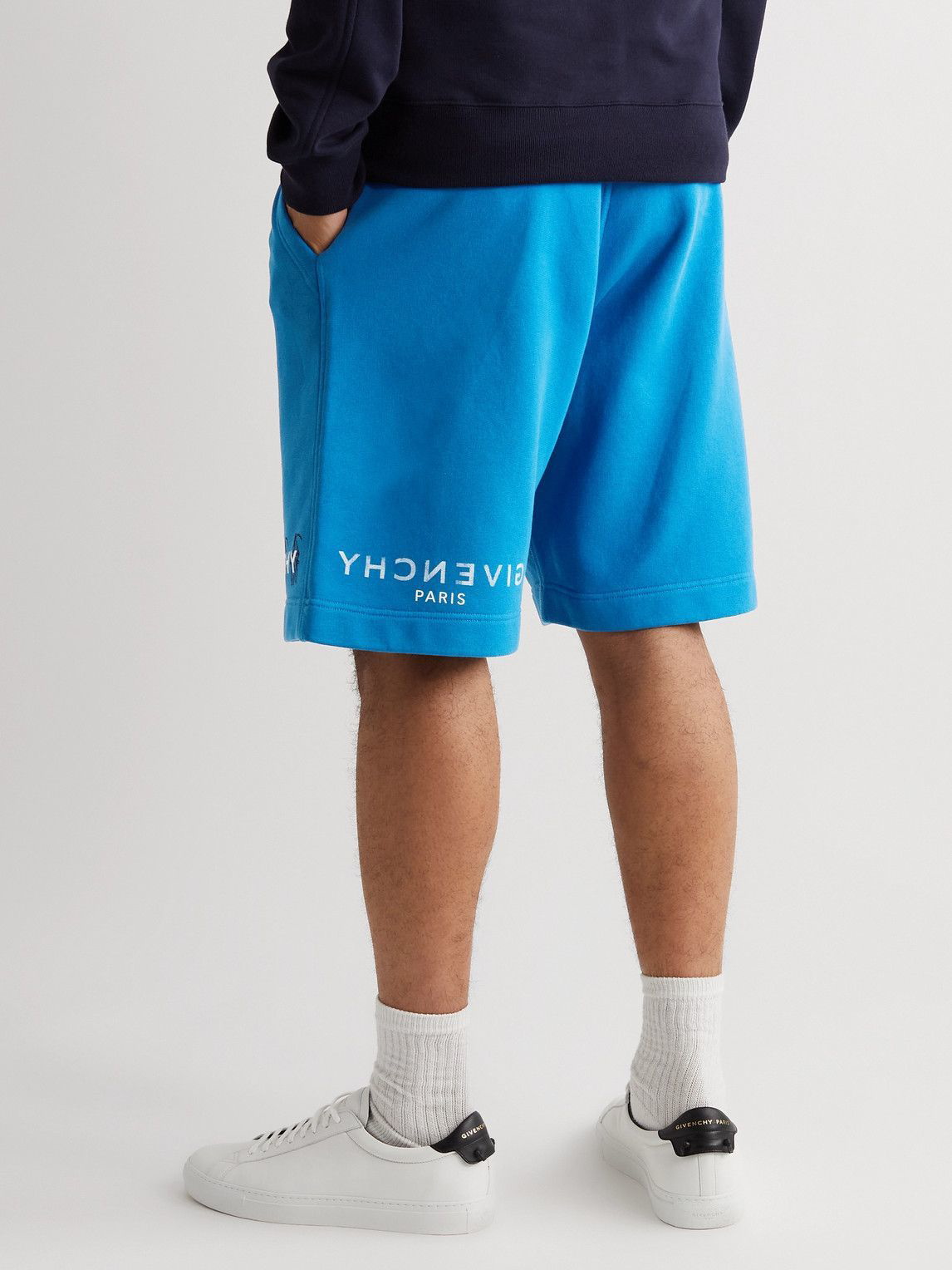 Givenchy X Josh Smith logo embroidered cotton track shorts