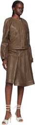 Saks Potts Brown Nicoline Leather Midi Skirt