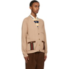 Gucci Tan Wool Web Cardigan