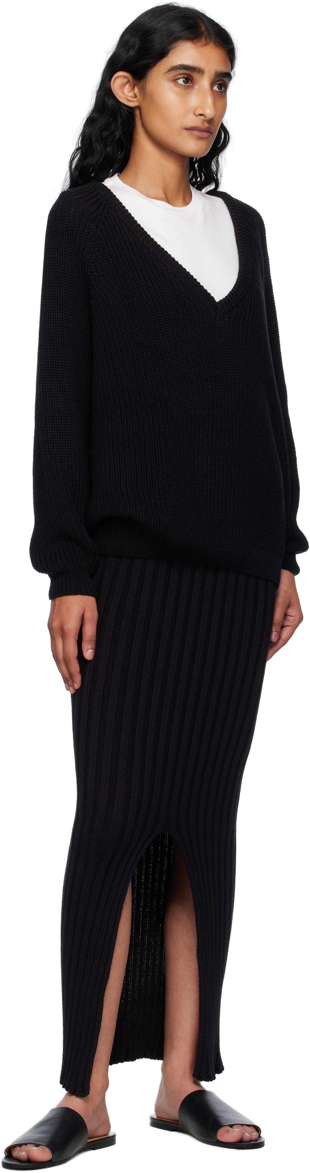 Baserange Black Macau Midi Skirt