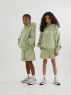 Fear of God Essentials Kids - Logo-Flocked Cotton-Blend Jersey Drawstring Shorts - Green