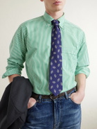 Drake's - Button-Down Collar Striped Cotton-Poplin Shirt - Green