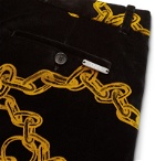 Aries - Black Pleated Printed Cotton-Velvet Suit Trousers - Black