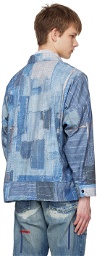 FDMTL Blue Printed Patchwork Jacket