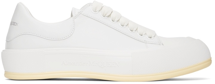 Photo: Alexander McQueen White Deck Lace-Up Plimsoll Sneakers