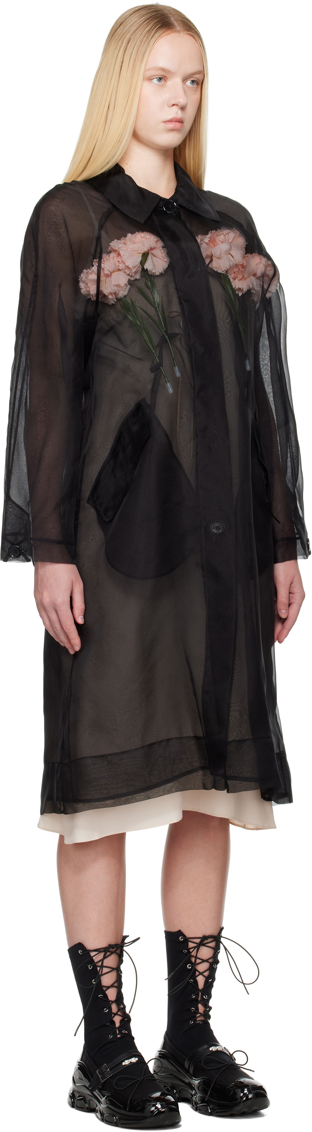 【SIMONE ROCHA】Carnation Cagoule オーガンザ ジャケット Simone Rocha - Floral oversized bomber jacket Simone Rocha