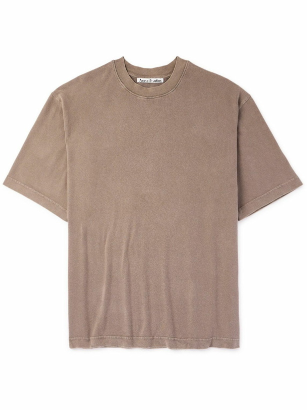 Photo: Acne Studios - Extorr Logo-Appliquéd Garment-Dyed Cotton-Jersey T-Shirt - Brown