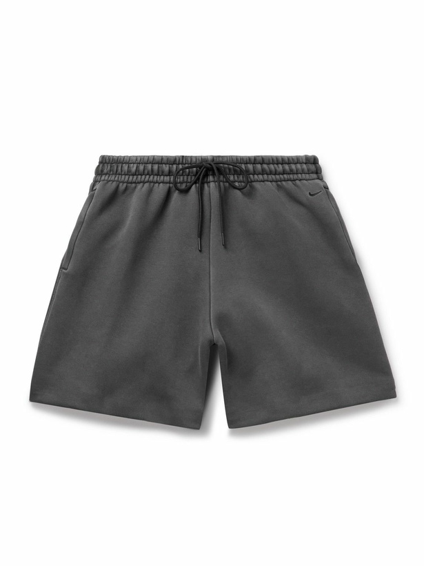 Photo: Nike - Wide-Leg Garment-Dyed Tech-Fleece Drawstring Shorts - Black