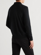 Kiton - Slim-Fit Knitted Wool Half-Zip Polo Shirt - Black