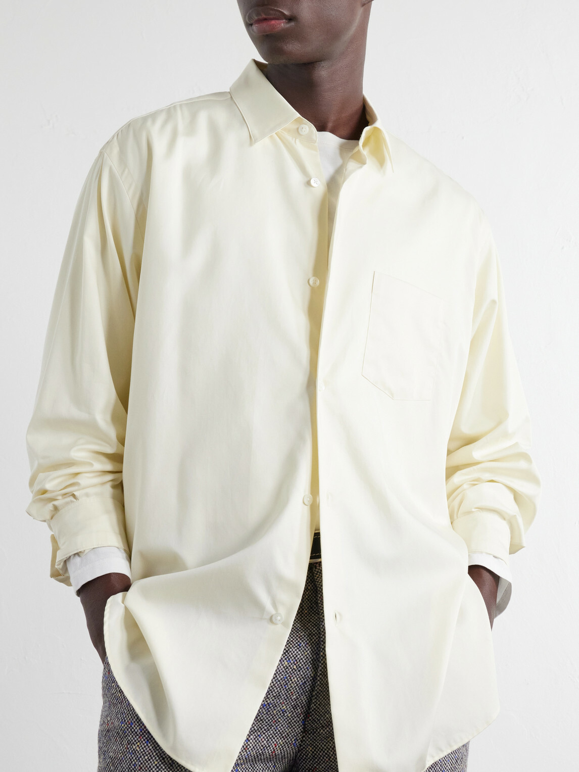 ssstein - Cotton-Satin Shirt - Yellow