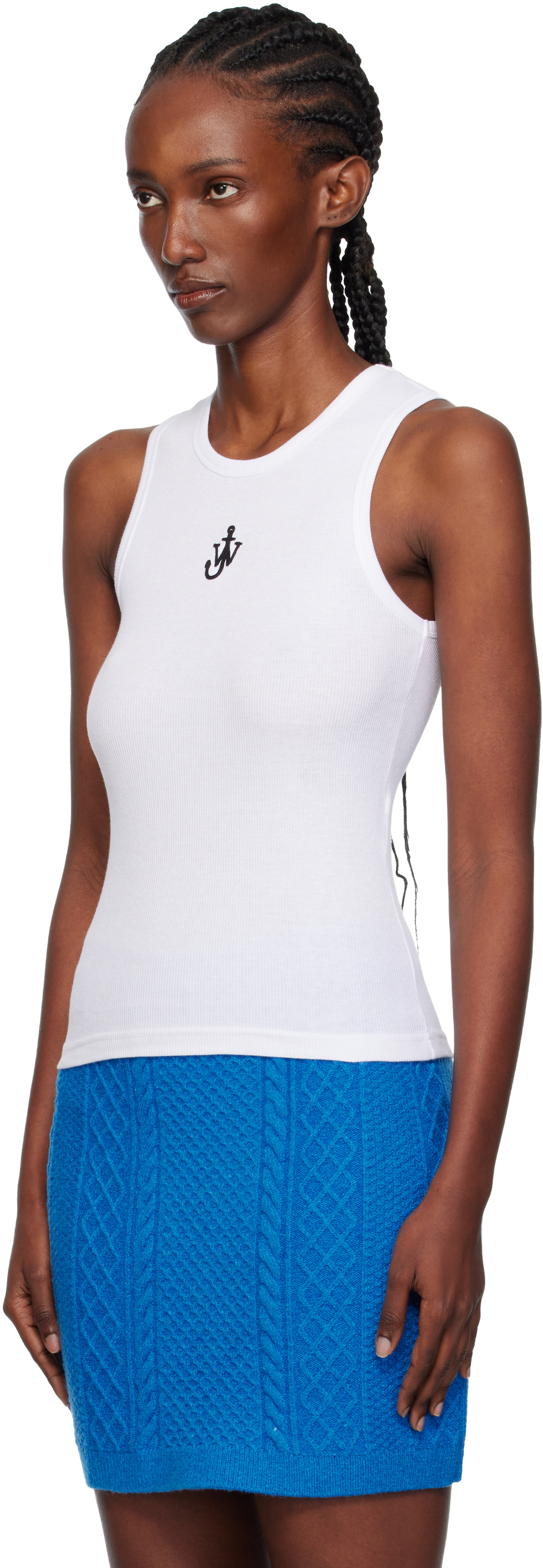 JW Anderson White Anchor Embroidery Tank Top