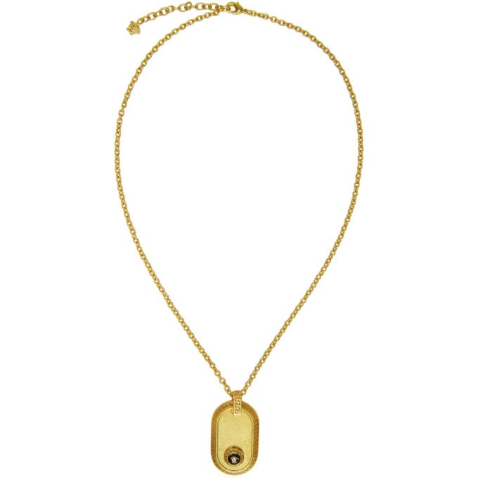 Photo: Versace Gold and Black Medusa Oval Pendant Necklace