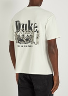 Duke And Dexter Grey Pit Stop Printed Cotton T-shirt White