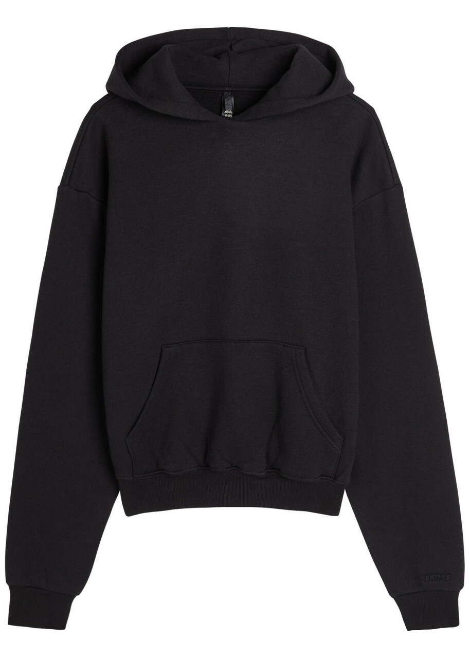 Skims Cotton-blend Hooded Sweatshirt Black