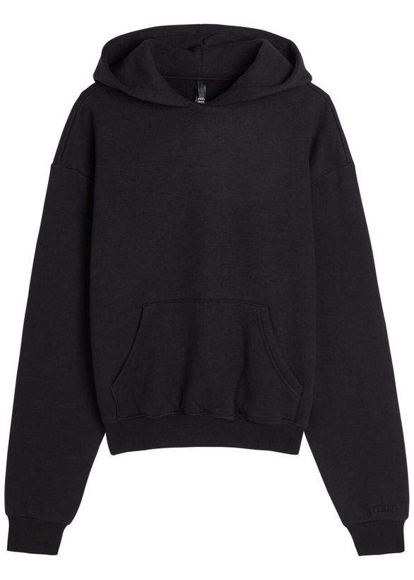 Photo: Skims Cotton-blend Hooded Sweatshirt Black